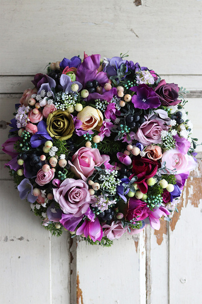 Berona, fioletowy wianek z jagodami, śr.32cm