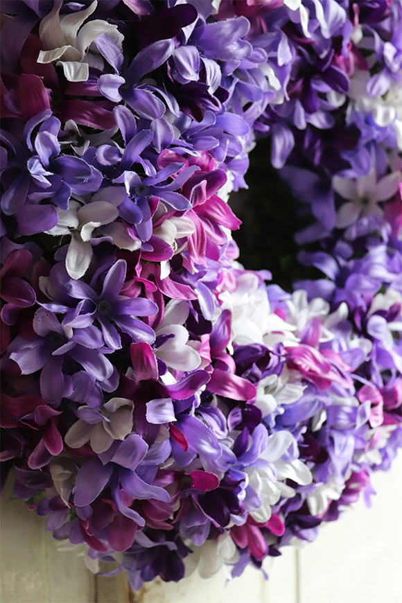 Hiacinte, bogaty wianek na drzwi z fioletowych hiacyntów, śr.38cm 