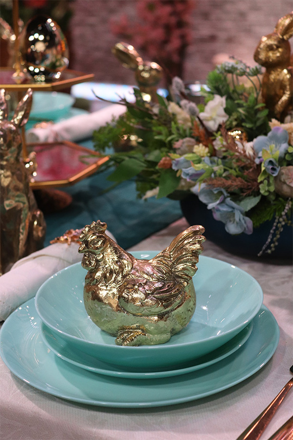 OD RĘKI Divali, ceramiczny talerz obiadowy, turkusowy, śr.25cm 