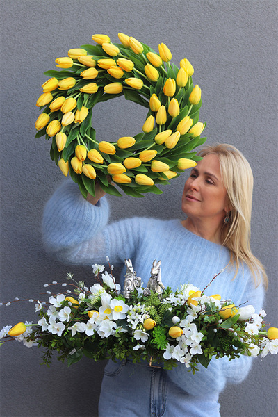 Witaj Wiosno Yellow, wianek z tulipanów