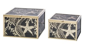 Coralle, marynistyczna szkatułka na biżuterię, komplet 2szt, wym.10x15cm / 8.5x12cm