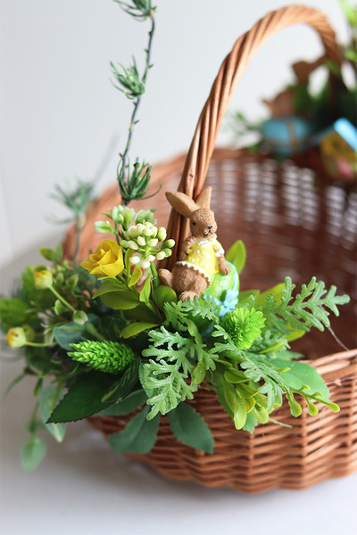 Rozkoszne Zajączki, dwustronnie dekorowany koszyczek wielkanocny