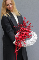 Czerwone Jagody, asymetryczny wianek świąteczny, śr.35cm