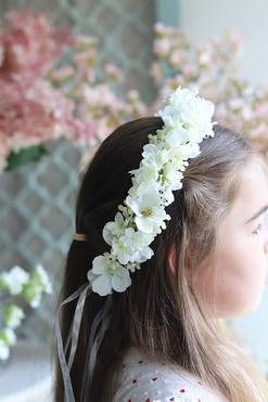 OD RĘKI wianek na głowę z białych kwiatów Belle Felice, rozmiar uniwersalny