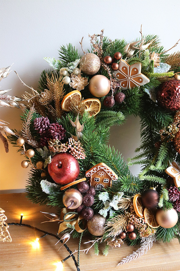 Miedziane Święta Small, wianek świąteczny