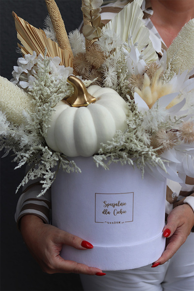 White Pumpkin Deluxe, welurowy flowerbox jesienny