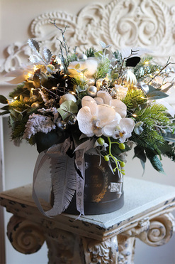 Glamour Winter, flowerbox świąteczny LED, wys.43cm