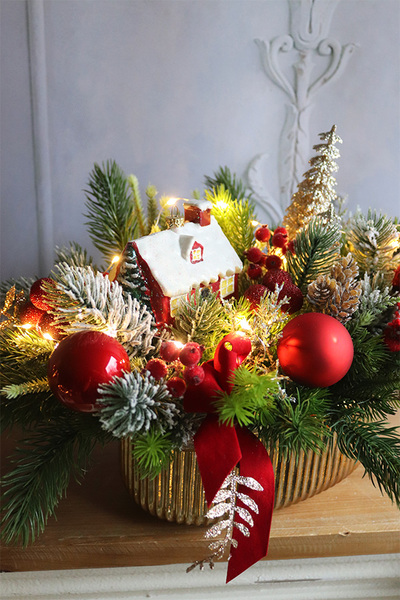 Bellista, świąteczny stroik LED z domkiem