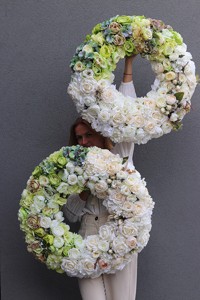 Caryca Katarzyna Green&White 2, bardzo duży wianek sufitowy