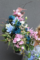 Pink&Blue, komplet dekoracji nagrobnych, bukiet + kompozycja