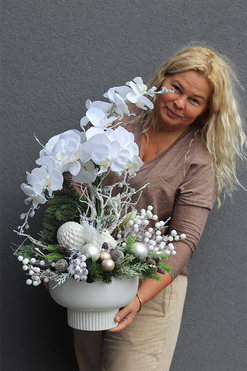 Frozen Winter, elegancki storczyk zimowy LED, wys.66cm