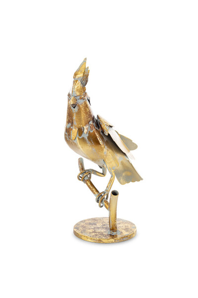 Papuga, figurka ptak w kolorze złotym, wym.38x17.5x21cm