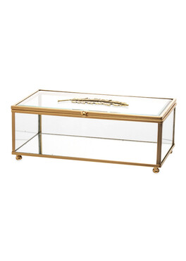 puzderko / szkatułka szklana Złota 1, wym.7,5x20x10cm