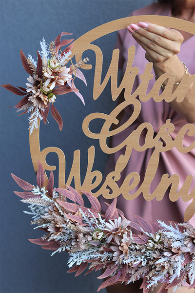 Boho Love 3, krąg ślubny wianek, Witamy Gości Weselnych