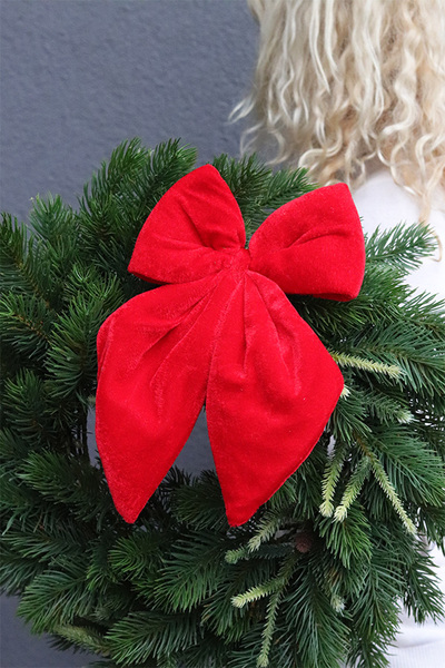 Karminowa Kokarda, bożonarodzeniowy wianek na drzwi