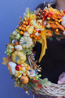 Nadchodzi Jesień, jesienny asymetryczny wianek na drzwi, śr.40cm