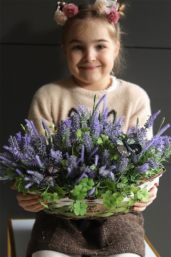 Lavendi Butterfly, lawenda w koszu z motylami