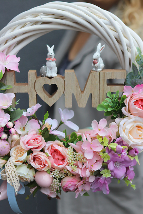 Home Easter, wielkanocny wianek na drzwi, śr.34cm