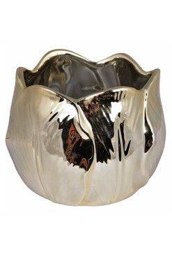 Tulip Flower, ceramiczna osłonka doniczka, złota, wym.14x18cm