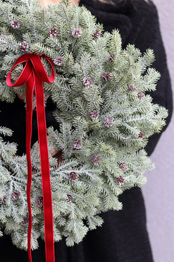 OD RĘKI Zieleń Zimowa, świąteczny wianek dekoracyjny, śr.43cm