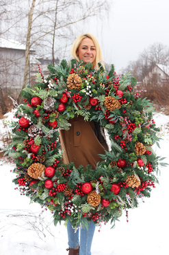 Merry Christmas XXL, gigantyczny wianek bożonarodzeniowy, śr.100cm