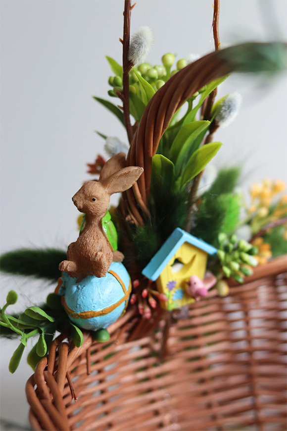 Rozkoszne Zajączki, dwustronnie dekorowany koszyczek wielkanocny
