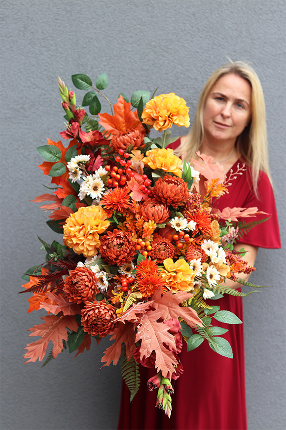 Clemente Orange, komplet dekoracji nagrobnych, kompozycja w misie + bukiet