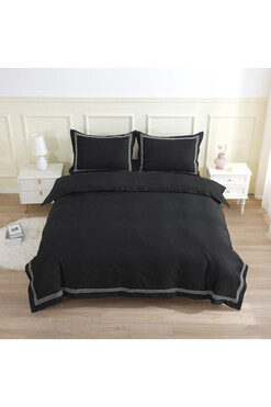 Elena Black, bawełniana pościel z haftem, 160x200cm + 2szt 50x70cm + 2szt 40x40cm 