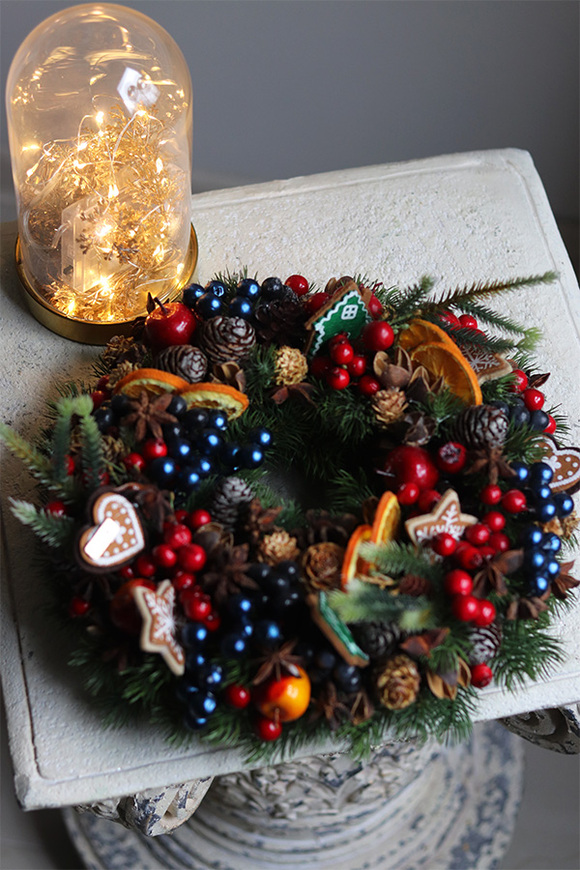 dekoracyjny wianek stroik Wigilia New