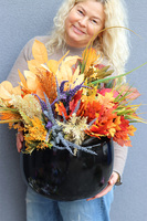 Autumn Decors Walter 2, jesienna kompozycja nagrobna w donicy fiberglass