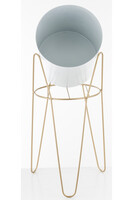 biała metalowa osłonka w stojaku kwietnik	