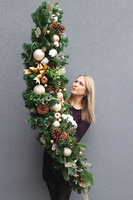 Złota Wigilia, świąteczna girlanda na kominek, dł.160cm  