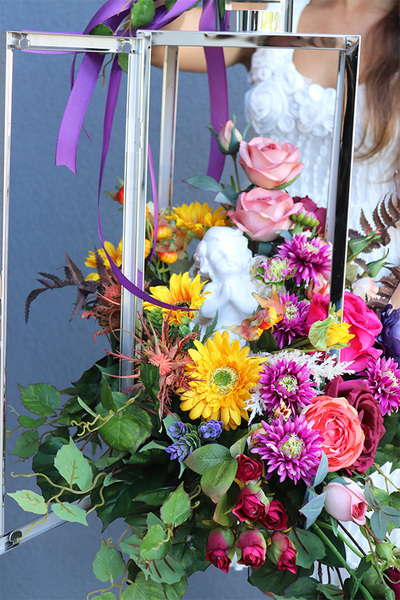 Angelo Garden Koloria, lampion nagrobny z kwiatami, wys.62cm