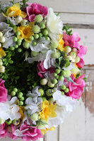 Neria, kolorowy wianek z hortensjami, śr.32cm