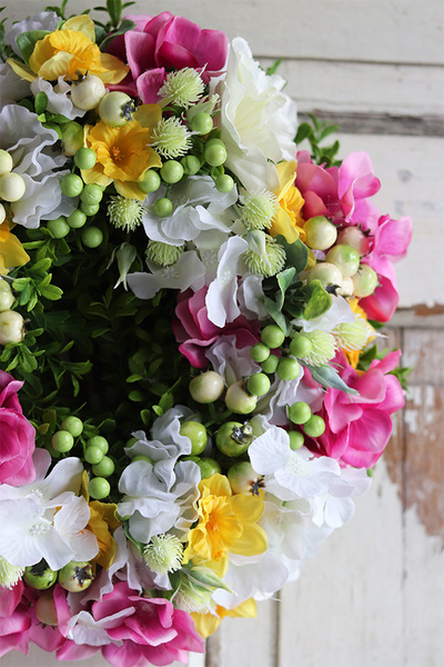 Neria, kolorowy wianek z hortensjami, śr.32cm