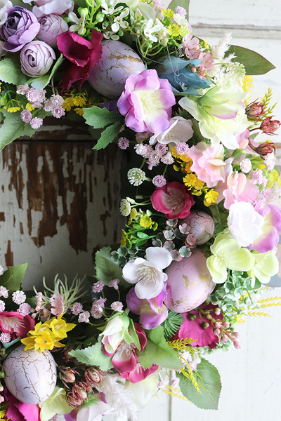 kolorowy wielkanocny wianek, Pastellis, śr.36cm 