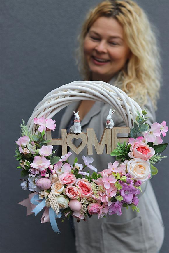 Home Easter, wielkanocny wianek na drzwi, śr.34cm