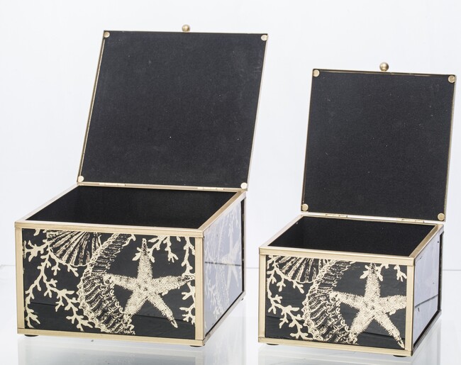 Coralle, marynistyczna szkatułka na biżuterię, komplet 2szt, wym.10x15cm / 8.5x12cm