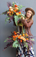 Angelo Garden Jesienny 2, lampion nagrobny z kwiatami