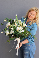 Eustoma 2, komplet dekoracji nagrobnych, kompozycja + bukiet 