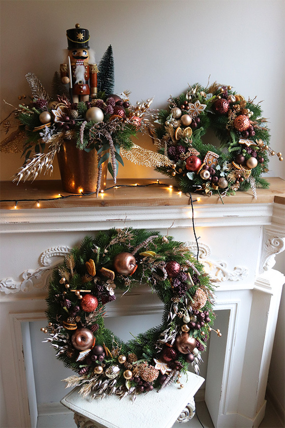 Miedziane Święta Small, wianek świąteczny