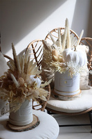 Velurowa Dynia, jesienny flowerbox na plastrze drewna, M