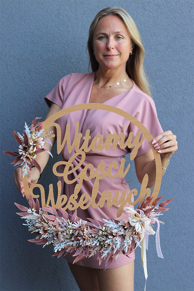 Boho Love 3, krąg ślubny wianek, Witamy Gości Weselnych