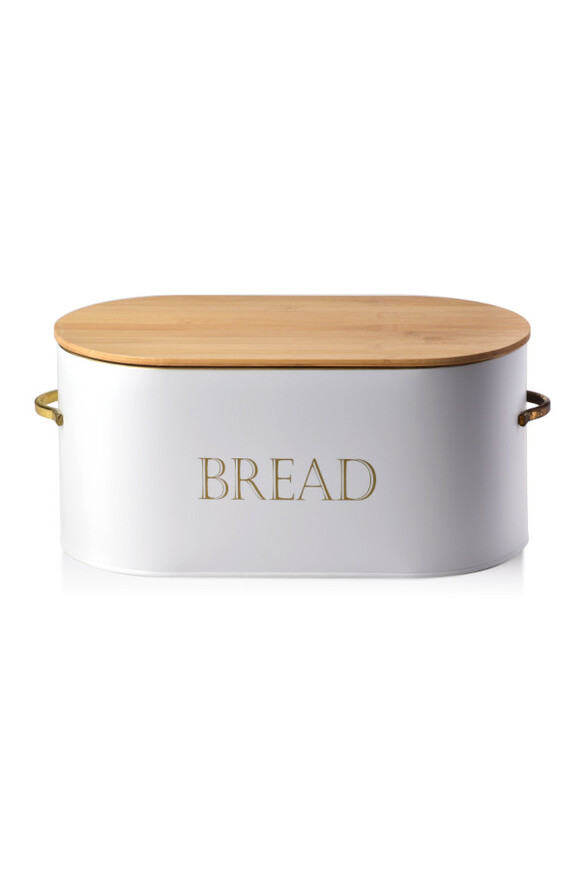 Bread, chlebak metalowy z drewnianą pokrywką