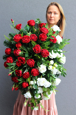 Polonia, okazała wiązanka nagrobna patriotyczna, dł.80cm 