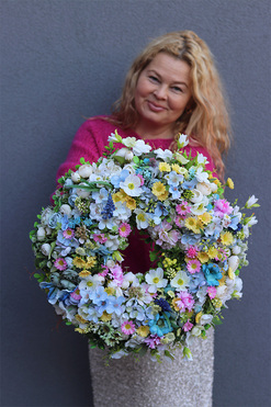 Wiosenna Bajka 2, dekoracyjny wianek na drzwi, śr.43cm 