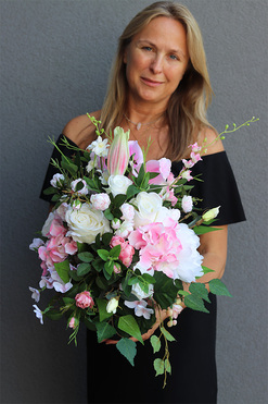 Triveria Pink, bukiet nagrobny we wkładzie do wazonu, dł.55cm