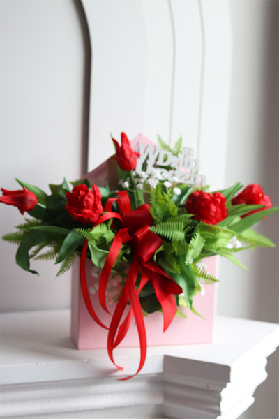 Koperto Birthday, koperta kompozycja flowerbox