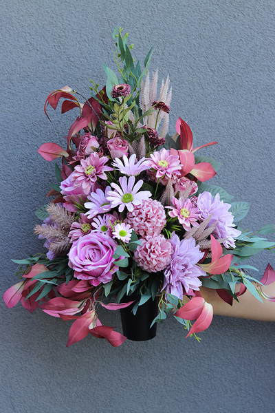 erreta, jesienny bukiet nagrobny we wkładzie, dł.58cm