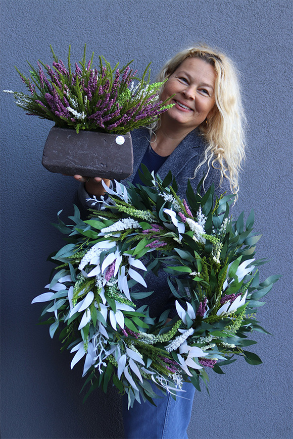  Wrzosy na Jesień, bogaty wianek z wrzosem